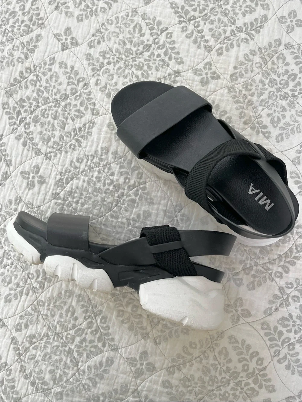 8 MIA Black Platform Sandals with White Sole